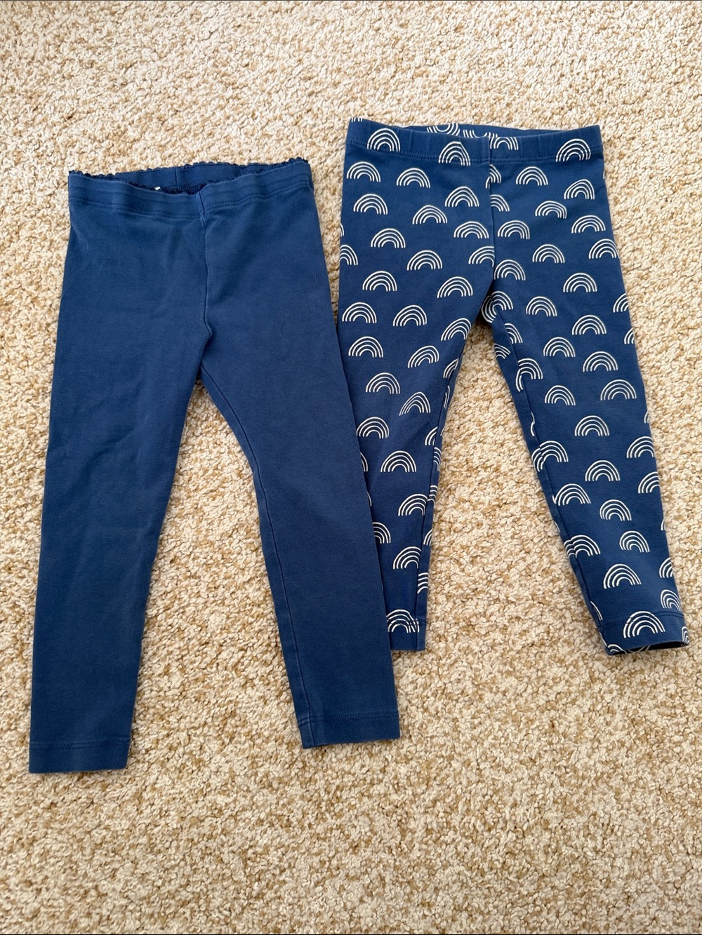 Tea Collection Blue Solid & Rainbow-Print Legging Set